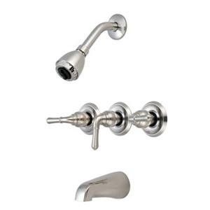 Olympia Faucets Accent PVD Brushed Nickel Three-Handle Tub/Shower Set