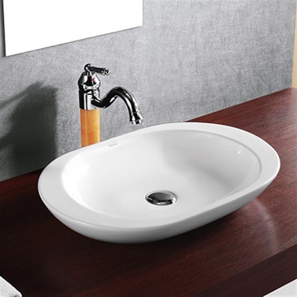 Acri-tec Industries 16.25-in White Counter Top Ceramic Oval Vessel Sink