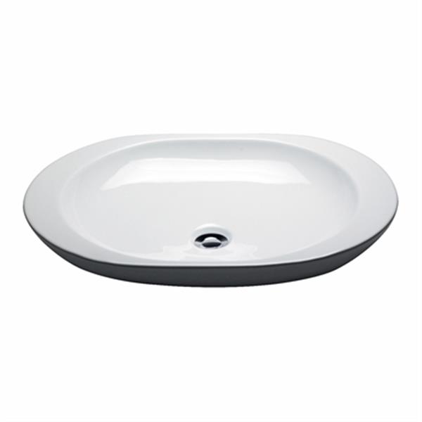 Acri-tec Industries 16.25-in White Counter Top Ceramic Oval Vessel Sink