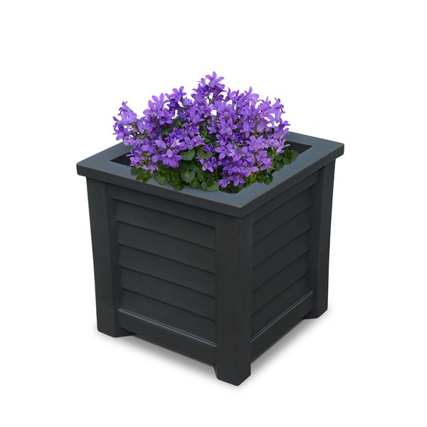 Mayne Lakeland 16-in x 16-in Black Planter 5866-B | RONA