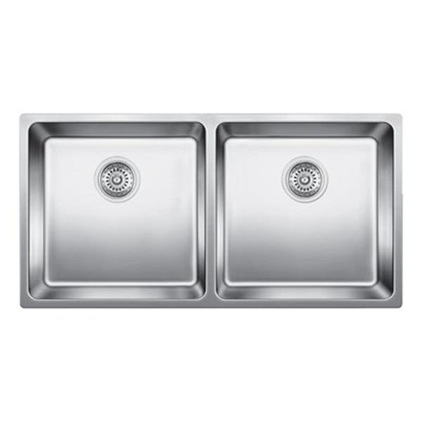 BLANCO Andano 34-in x 17.75-in x 7.50-in Stainless Steel Undermount Double Equal Bowl Kitchen Sink