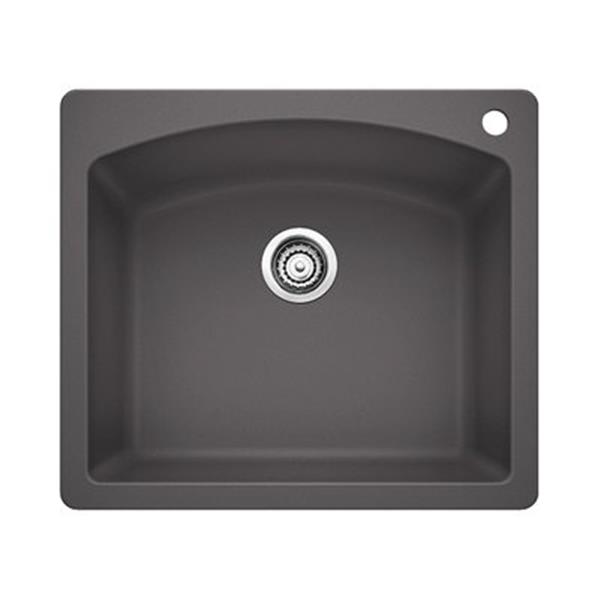 BLANCO Diamond 25-in x 22-in x 10-in Cinder Silgranit Kitchen Sink