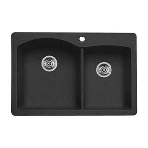 BLANCO Diamond 33-in x 22-in x 9.50-in Anthracite Silgranit Double Offset Bowl Kitchen Sink