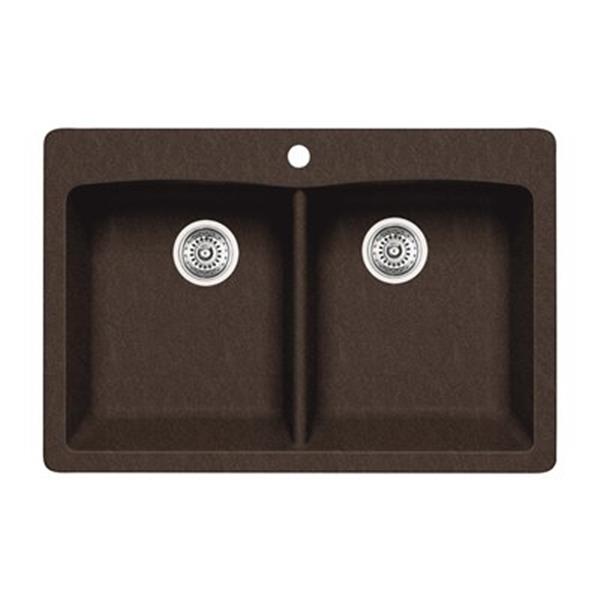 BLANCO Diamond 33-in x 22-in x 9.50-in Cafe Silgranit Undermount Double Equal Bowl