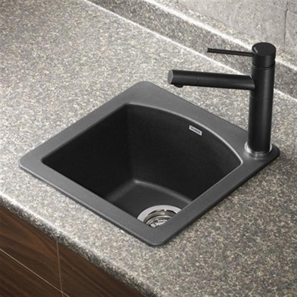 BLANCO Diamond Mini 15-in x 15-in x 8-in Anthracite Silgranit Single Bowl Kitchen Sink