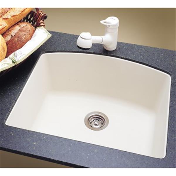 BLANCO Diamond 20.75-in x 24-in White Silgranit Kitchen Sink