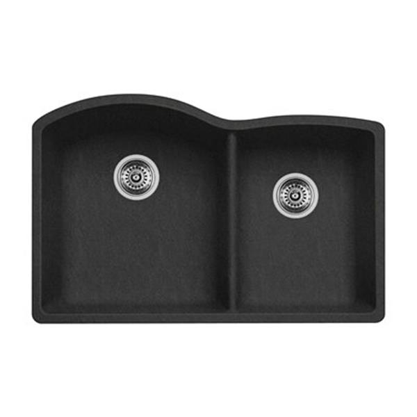 BLANCO Diamond 20.75-in x 32-in Anthracite Silgranit Offset Kitchen Sink