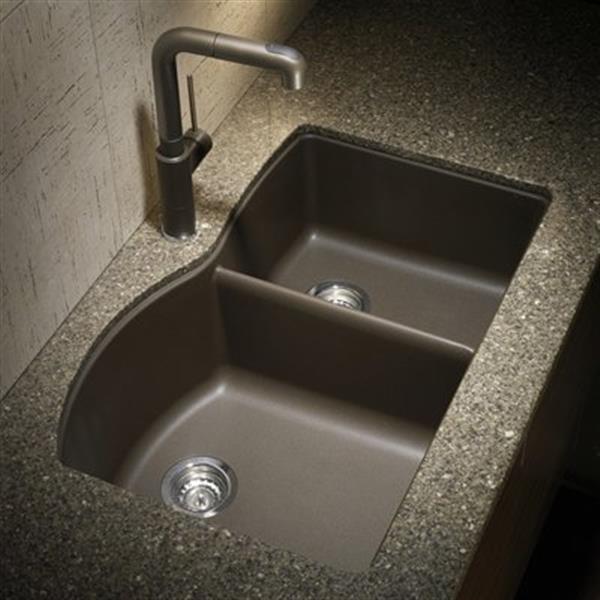 BLANCO Diamond 20.75-in x 32-in Cafe Silgranit Offset Kitchen Sink