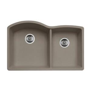 BLANCO Diamond 20.75-in x 32-in Truffle Silgranit Offset Kitchen Sink