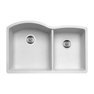 BLANCO Diamond 20.75-in x 32-in White Silgranit Offset Kitchen Sink