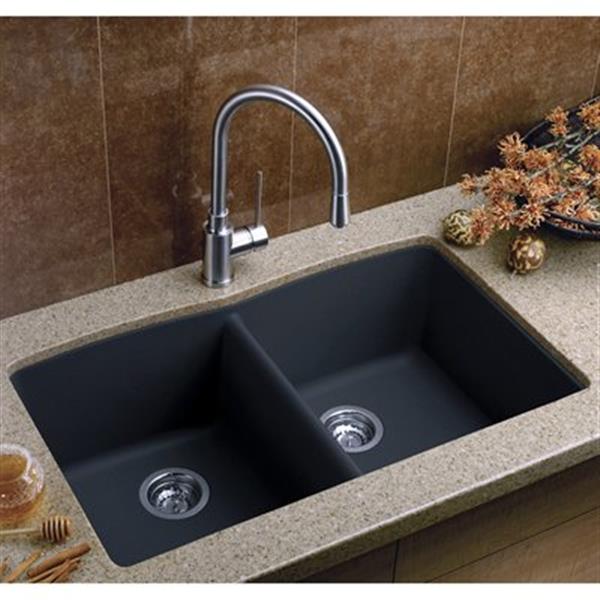 BLANCO Diamond 19.25-in x 32-in Anthracite Silgranit Kitchen Sink