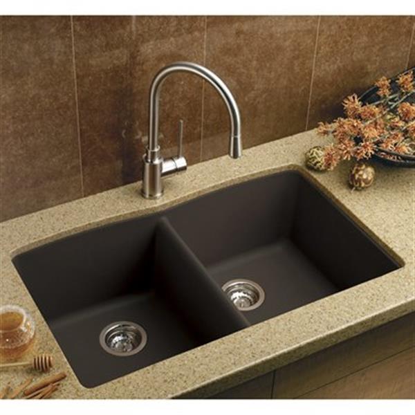 BLANCO Diamond 19.25-in x 32-in Cafe Silgranit Double Bowl Kitchen Sink