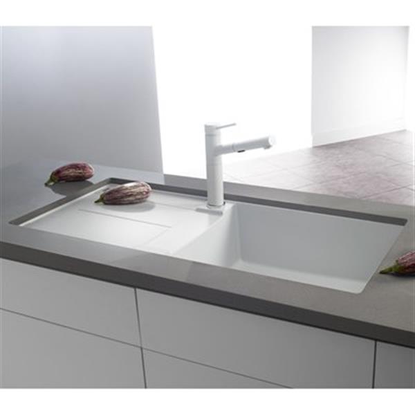 BLANCO Metra X 19.75-in x 39.5-in White Silgranit Single Bowl Sink with Drainboard