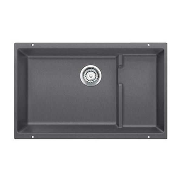 BLANCO Precis Cascade 18-in x 28.75-in Cinder Silgranit Undermount Sink