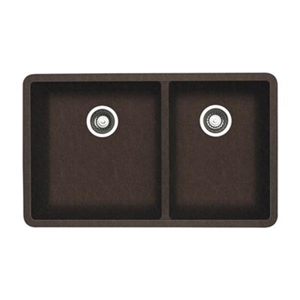 BLANCO Precis 18-in x 33-in Cafe Silgranit Double Bowl Undermount Sink