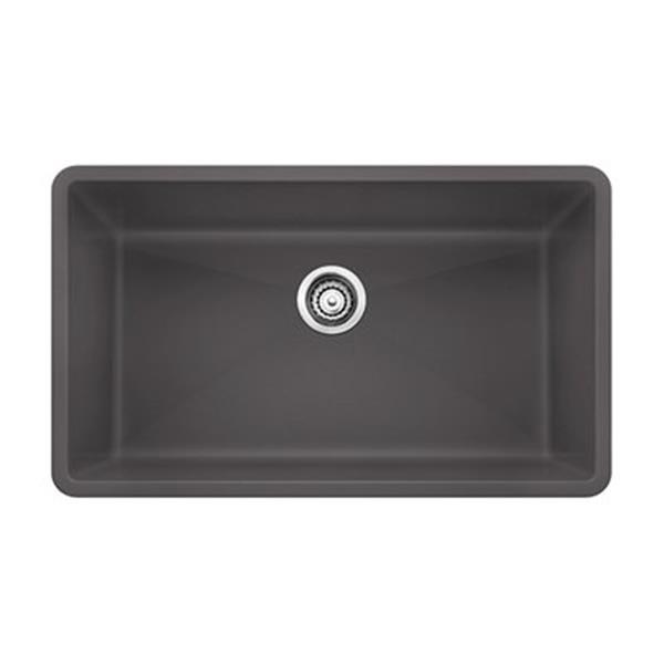 BLANCO Precis 19-in x 32-in Cinder Maxi Silgranit Undermount Sink