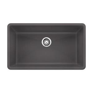 BLANCO Precis 19-in x 32-in Cinder Maxi Silgranit Undermount Sink