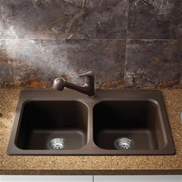 BLANCO Vision Silgranit Cafe 20.5-in x 31.5-in Drop-in Double Bowl Sink