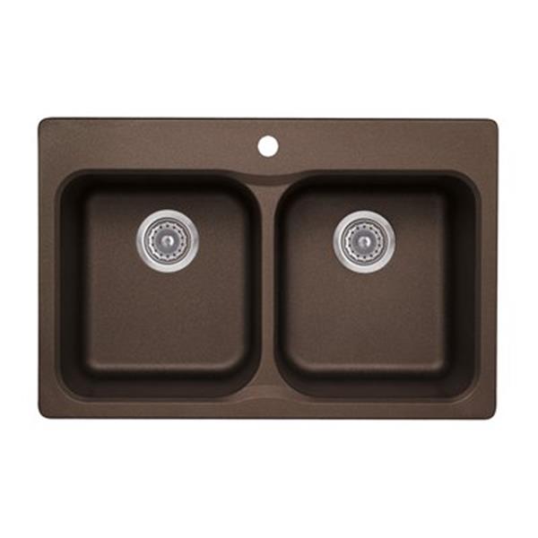 Blanco Vision Silgranit Cafe 20.5-in x 31.5-in Drop-in Double Bowl Sink ...