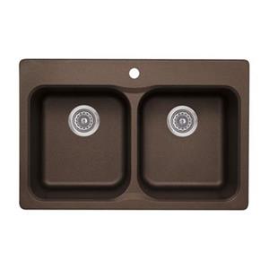 BLANCO Vision Silgranit Cafe 20.5-in x 31.5-in Drop-in Double Bowl Sink