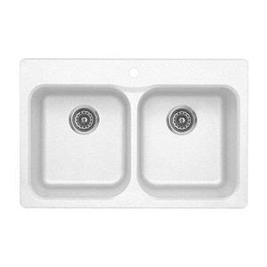 BLANCO Vision Silgranit White 20.5-in x 31.5-in Drop-in Double Bowl Sink