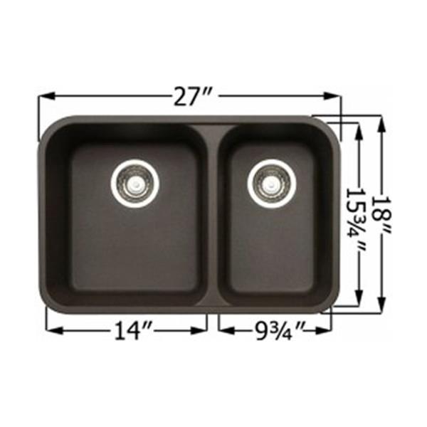 BLANCO Vision Silgranit Anthracite 18-in x 27-in Double Bowl Undermount Sink