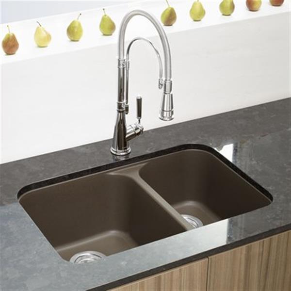 BLANCO Vision Silgranit Cafe 18-in x 27-in Double Bowl Undermount Sink