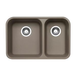 BLANCO Vision Silgranit Truffle 18-in x 27-in Double Bowl Undermount Sink