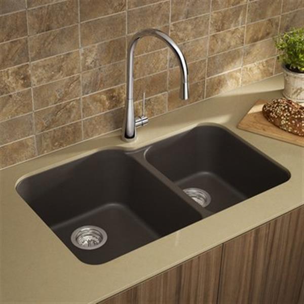 BLANCO Vision Silgranit Cafe 19.75-in x 30.5-in Double Bowl Undermount Sink