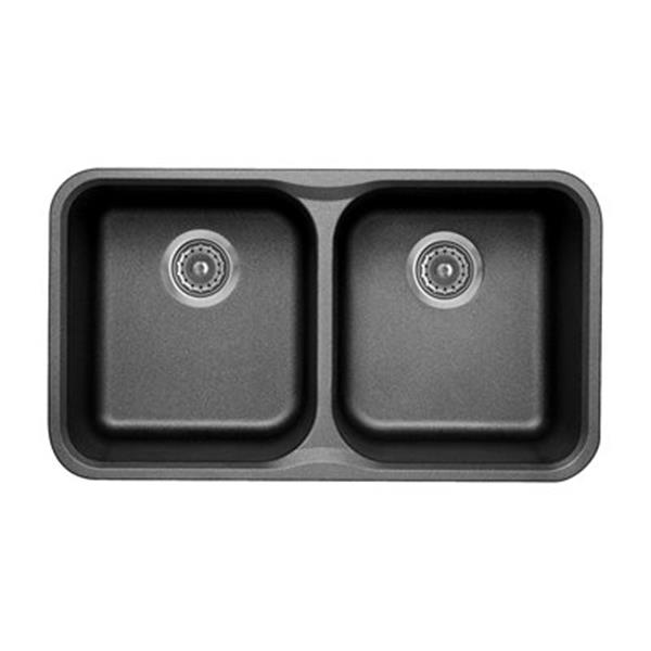 BLANCO Vision Silgranit Anthracite 17.5-in x 30.75-in Double Bowl Undermount Sink