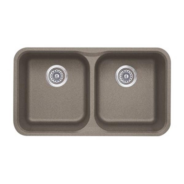 BLANCO Vision Silgranit Truffle 17.5-in x 30.75-in Double Bowl Undermount Sink