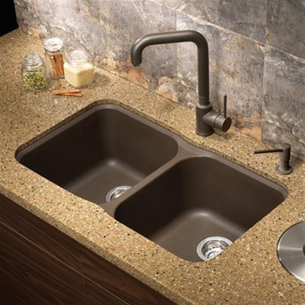 BLANCO Vision Silgranit Cafe 17.50-in x 30.75-in Double Bowl Undermount Sink