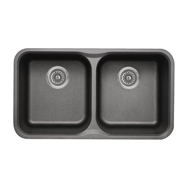 BLANCO Vision Silgranit Cinder 17.5-in x 30.75-in Double Bowl Undermount Sink