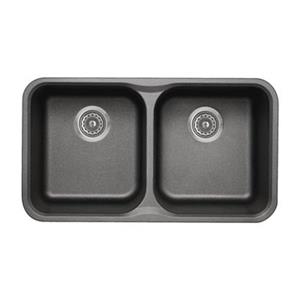 BLANCO Vision Silgranit Cinder 17.5-in x 30.75-in Double Bowl Undermount Sink