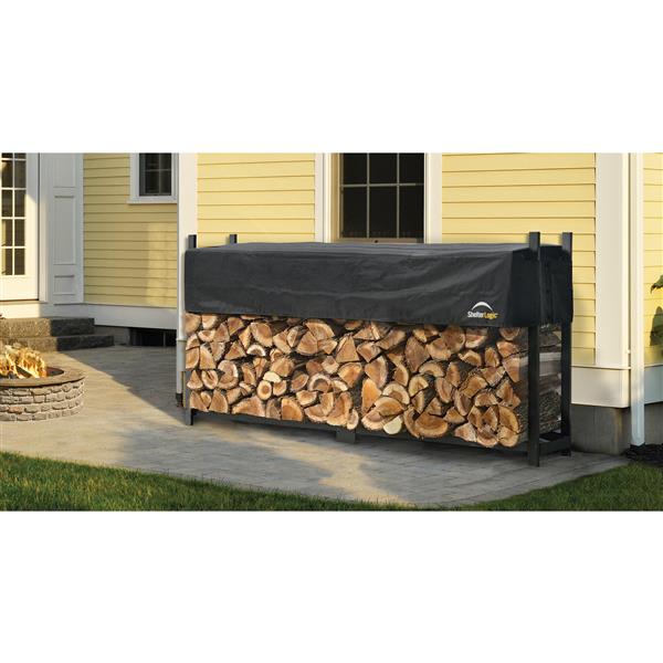 ShelterLogic Ultra Duty Firewood Rack with Cover Black 99-in x 14-in x 49.5-in