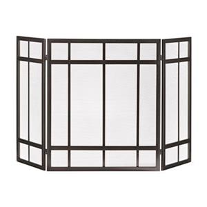 Pleasant Hearth 54-in x 31.50-in Black Mission Style Fireplace Screen