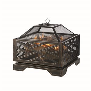 Pleasant Hearth Martin Fire Pit - 26-in - Steel - Rubbed Bronze