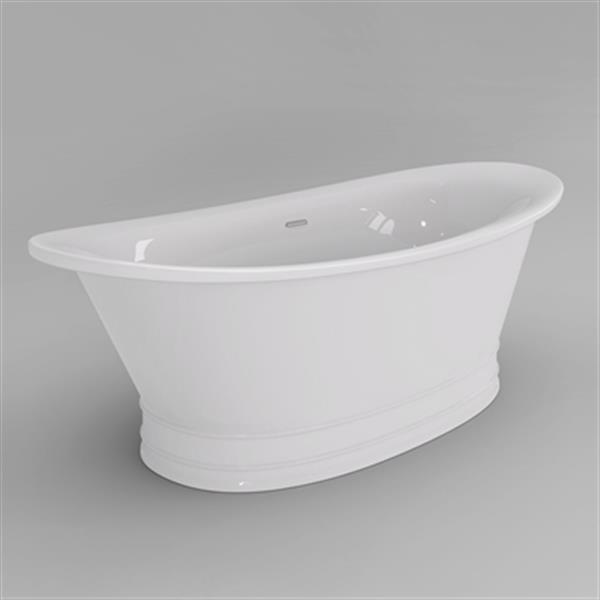 Acri-tec Industries Sansa 69-in x 31.12-in White Seamless Freestanding Acrylic Bathtub