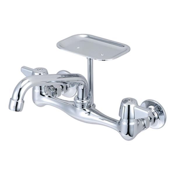 Central Brass Wallmount Chrome Kitchen Faucet With Soap Dish