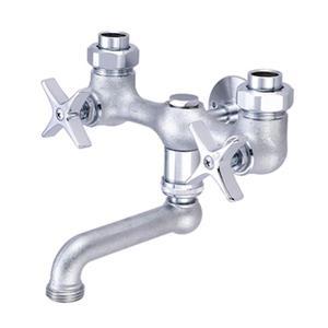 Central Brass Rough Chrome Two Handle Laundry Faucet with 1/2-14 NPT Female Inlets