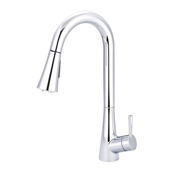 Olympia Faucets Single Handle Pull-Down Polished Chrome Kitchen Faucet ...