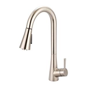 Olympia Faucets Single Handle Pull-Down Brushed Nickel Kitchen Faucet