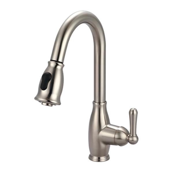 Olympia Faucets Accent Single Handle Pull-Down Brushed Nickel Kitchen Faucet