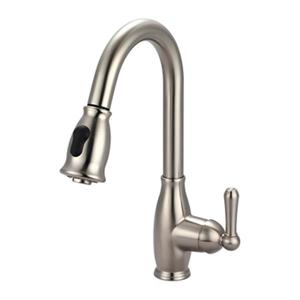 Olympia Faucets Accent Single Handle Pull-Down Brushed Nickel Kitchen Faucet