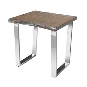 Home Gear Organic Brown Natural Acacia/Polished Steel Side Table