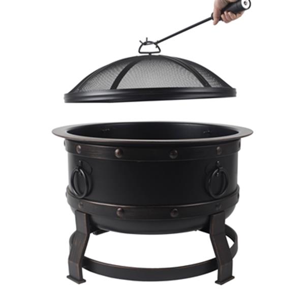 Pleasant Hearth Killian Braciere Da Esterno 71 Cm Con Coperchio E Attizzatoio - Bronzo Lucidato