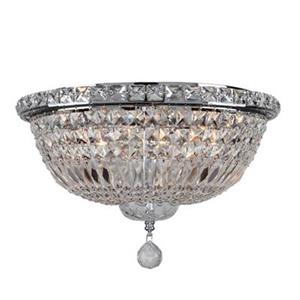 Worldwide Lighting Empire Polished Chrome Crystal Flush Mount Ceiling Light