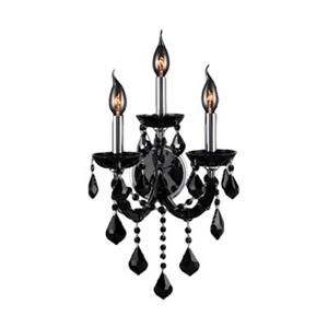 Worldwide Lighting Lyre Collection Polished Chrome Black 3-Light Wall Sconce