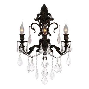 Worldwide Lighting Versailles Collection Antique Bronze 3-Light Wall Sconce