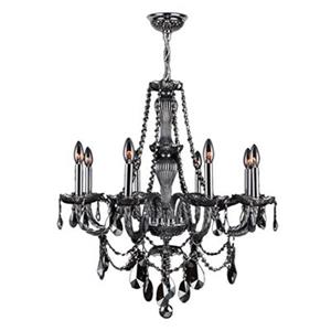 Worldwide Lighting Provence 30-in Polished Chrome Smoke 8-Light Chandelier